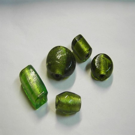 Lotto perle di vetro verdi 31 pz