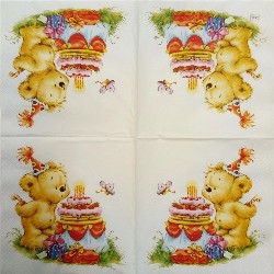 Tovagliolo "Orsetto con torta"