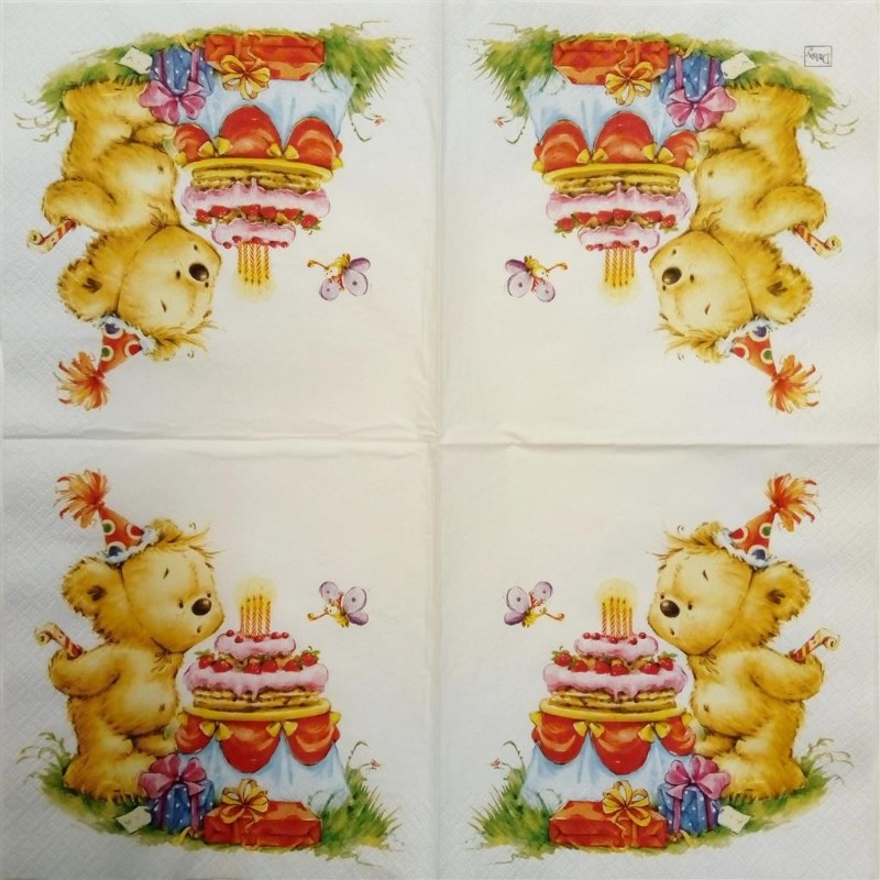 Tovagliolo "Orsetto con torta"