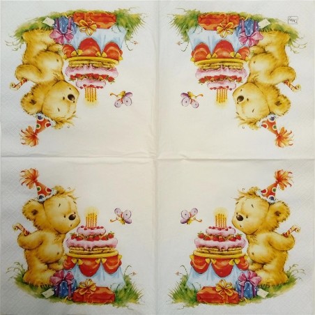 Tovagliolo "Orsetto con torta"