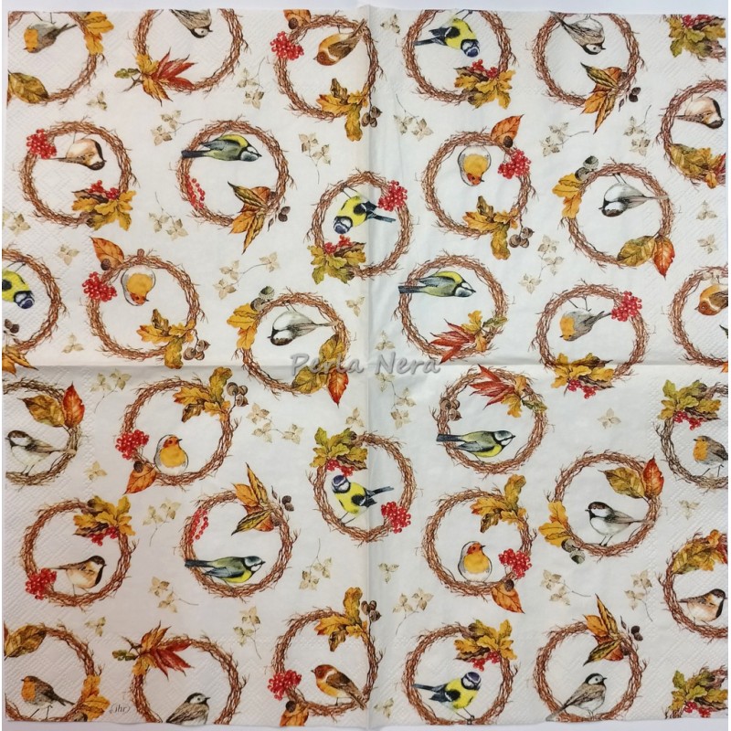 Tovagliolo "Ghirlande con uccellini"