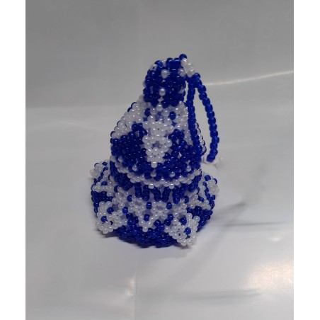 Campanella decorativa in perline blu e bianche 5 cm