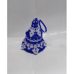 Campanella decorativa in perline blu e bianche 5 cm