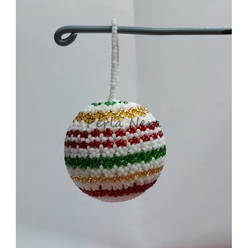 Decorazione Natalizia Artigianale in Perline – Sfera Multicolore