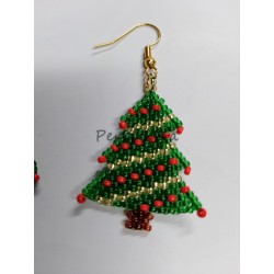 Orecchini natalizi handmade – alberi di Natale in perline