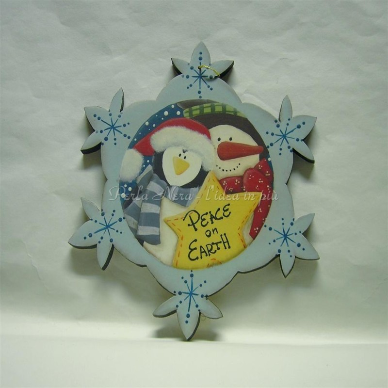 Targhetta con pinguino e pupazzo di neve